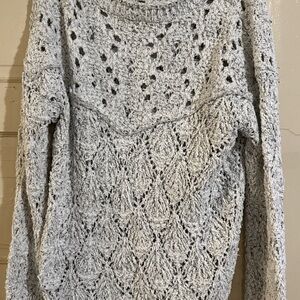 POL Textured Knit Gray Sweater